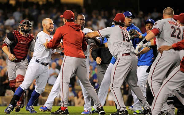 The Dodgers and Diamondback could be looking at suspensions after last night's brawl. (AP Photo)